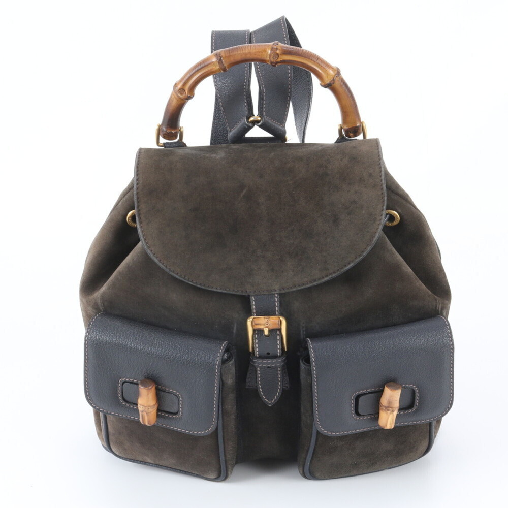 Gucci Bamboo 003 58 0016 Leather 2-Way Backpack/Shoulder Bag for Women